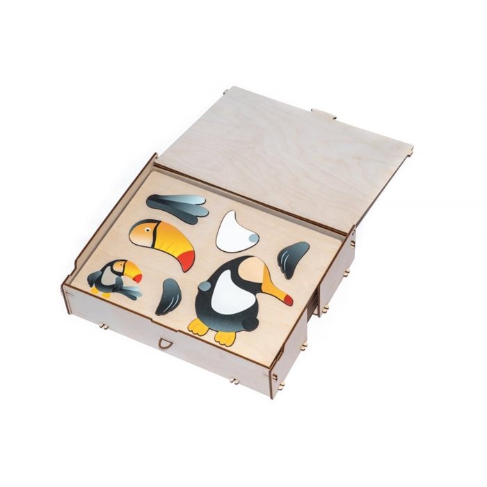 סט פאזל מגנטי ציפורים 101109 משחק עץ חינוכי לילדים - מונטסורי