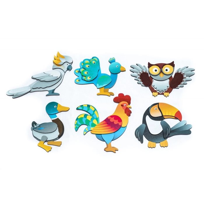 סט פאזל מגנטי ציפורים 101109 משחק עץ חינוכי לילדים - מונטסורי